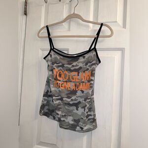 Size medium camo camouflage cami tank top green Too glam to give a damn
